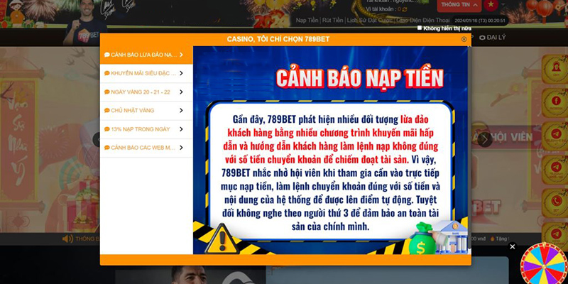 Lưu ý khi nạp tiền